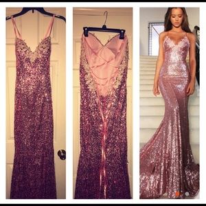 Beautiful pink sequin prom dress